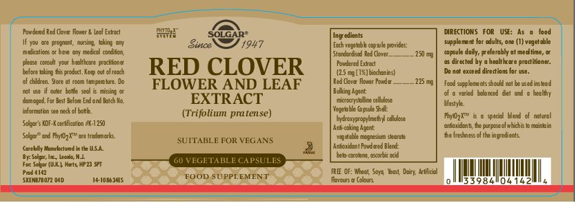 Solgar® Red Clover Flower and Leaf Extract Vegetable Capsules - Pack of 60