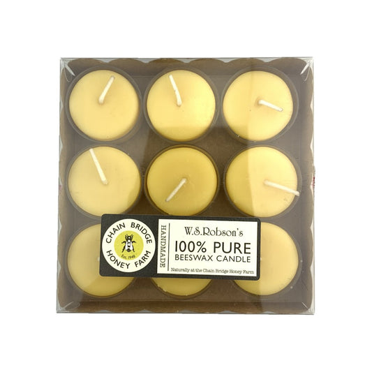 W.S.Robson's 100% Pure Beeswax Tea Lights - Pack of 9
