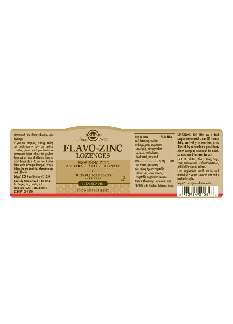 Solgar® Flavo Zinc Lozenges - Pack of 50