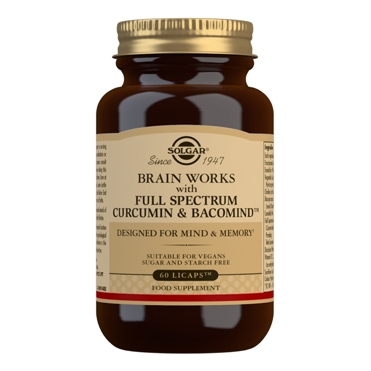 Solgar®Brain Works with Full Spectrum Curcumin and BacoMind 60 Licaps